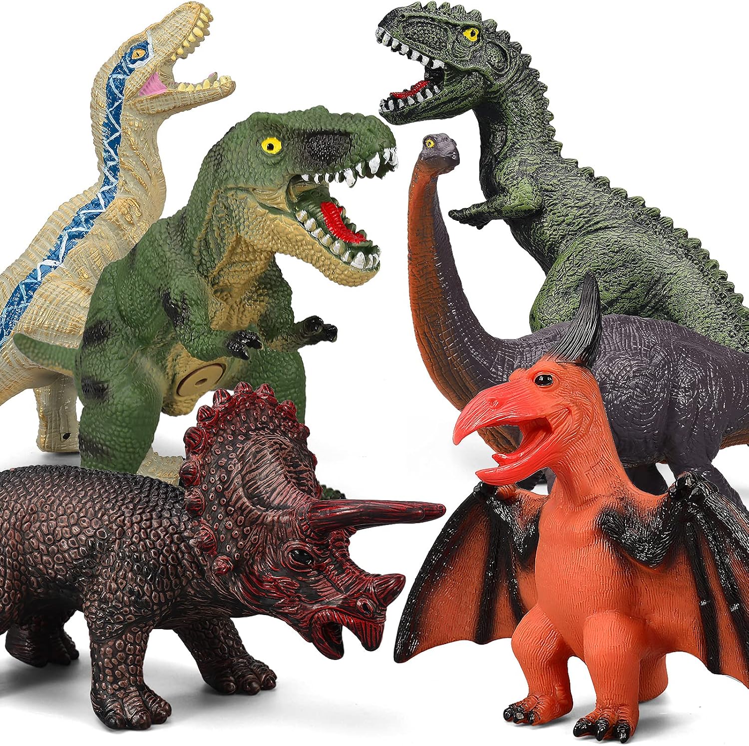 Gzsbaby 6 Piece Jumbo Dinosaur Toys for Kids 3-5 and Toddlers, Large Soft Dinosaur Toys for Lovers - Perfect Party Favors, Birthday Gifts