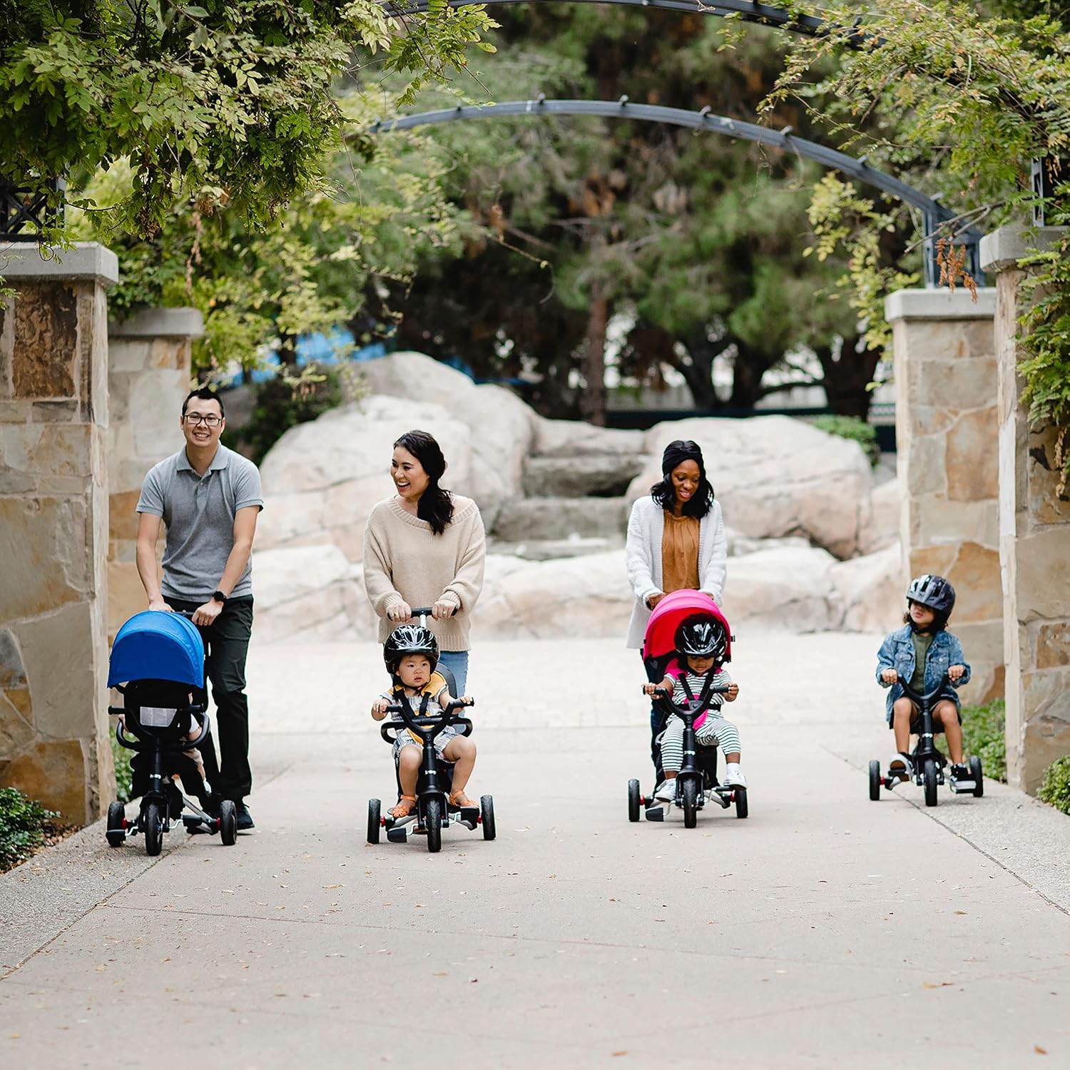 Joovy Tricycoo 4.1 Kids Tricycle with 4-Stages Featuring Extra-Wide Front Tire, Removable and Adjustable Parent Handle, Safety Harness