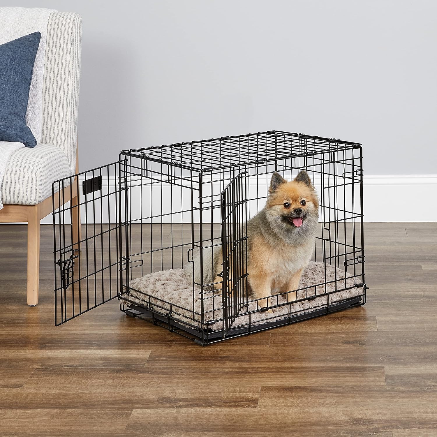 MidWest Homes for Pets 48-Inch iCrate for Extra-Large Breeds, 90-110 lbs, Single Door Folding Dog Crate with Divider Panel, Leak-Proof Tray & Secure Latches, Portable, Durable & Easy to Assemble