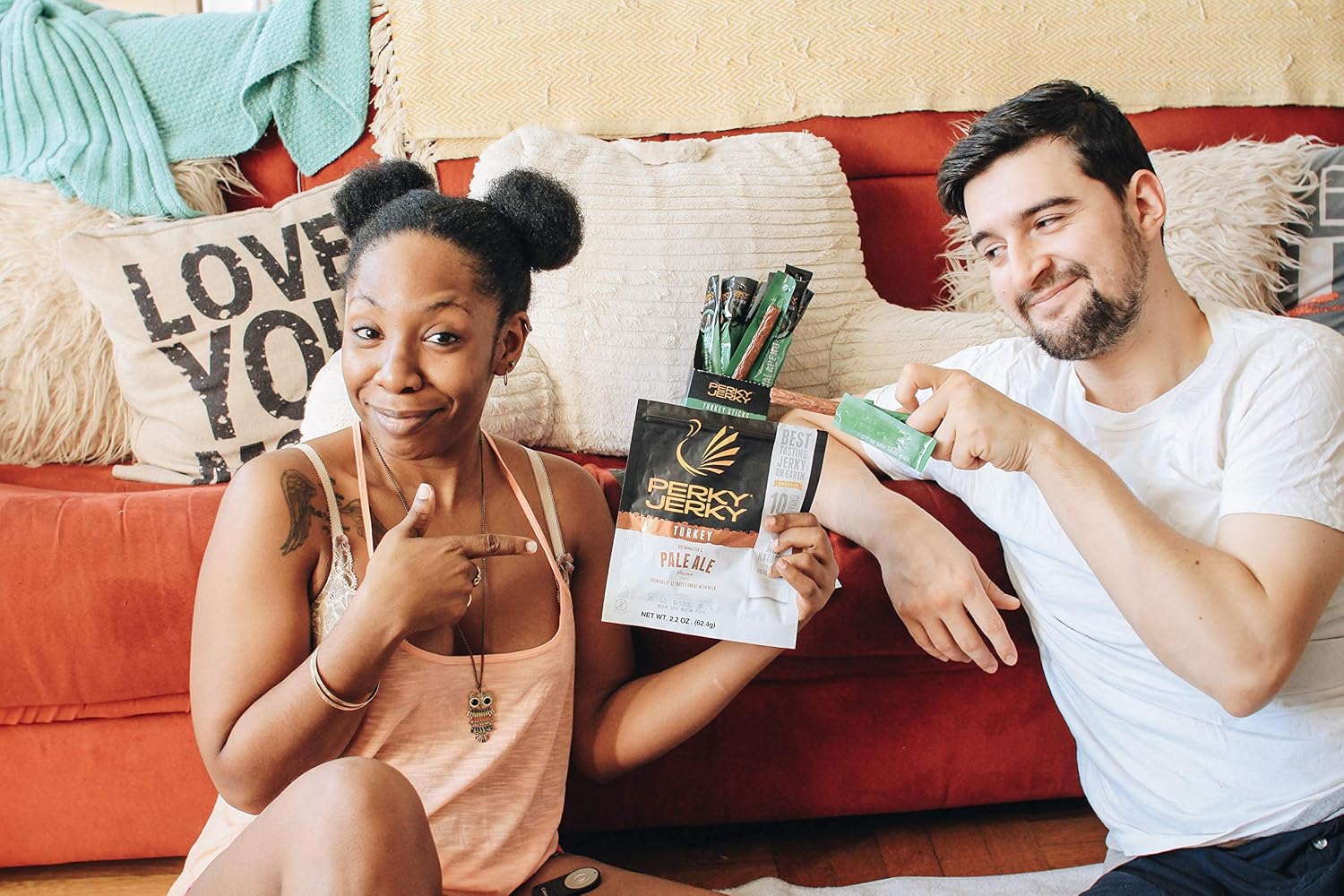 Perky Jerky Original Turkey Jerky, Low Sodium - 10g Protein per Serving - Low Fat - 100% U.S. Sourced - Tender Texture and Bold Flavor, 2.2 Ounce (Pack of 12)
