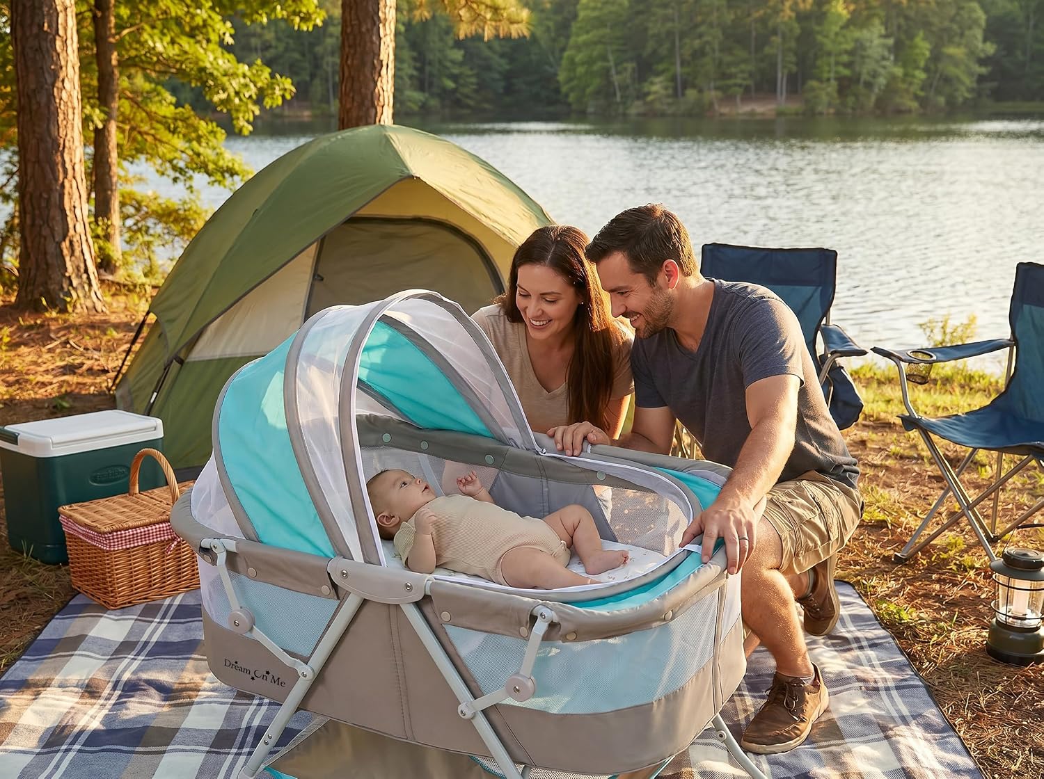 Dream On Me Karley Bassinet in Grey and Pink