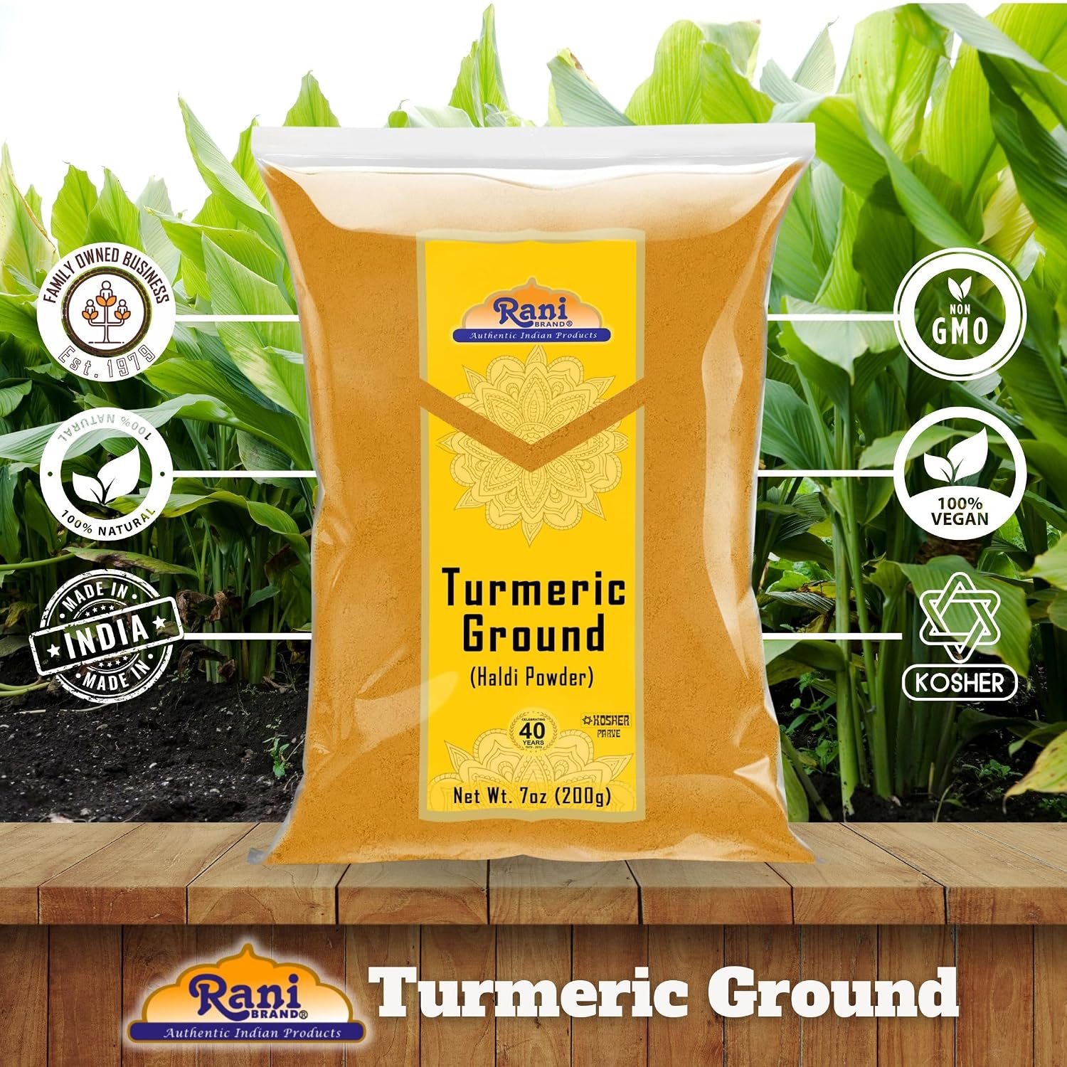 Rani Turmeric (Haldi) Root Whole Spice, Dried 7oz (200g) ~ All Natural | 100% Pure | Vegan | Gluten Friendly | NON-GMO | Kosher | Indian Origin
