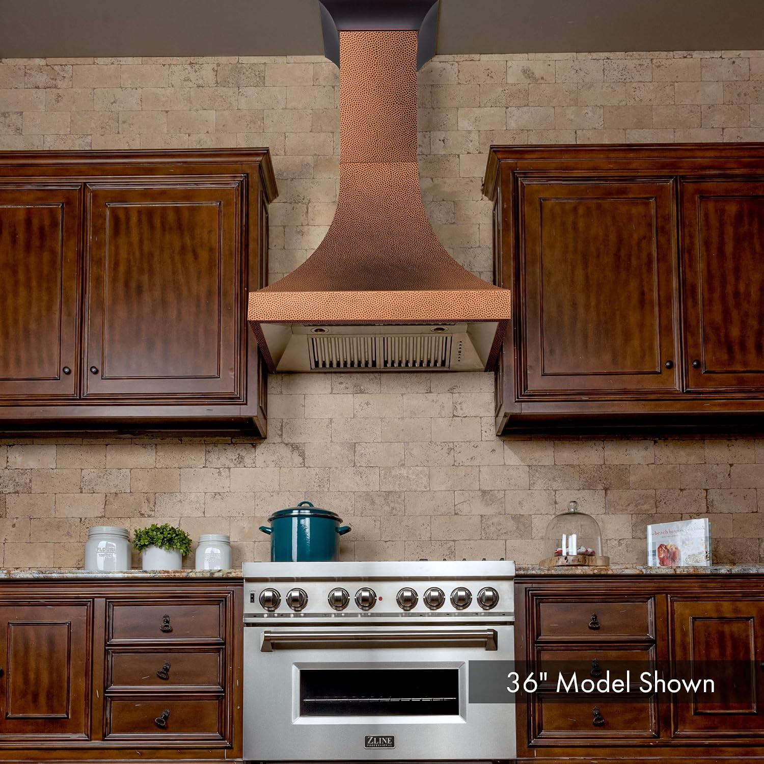 ZLINE 48" Designer Series Hand-Hammered Copper Finish Ducted Wall Range Hood (8632H-48)