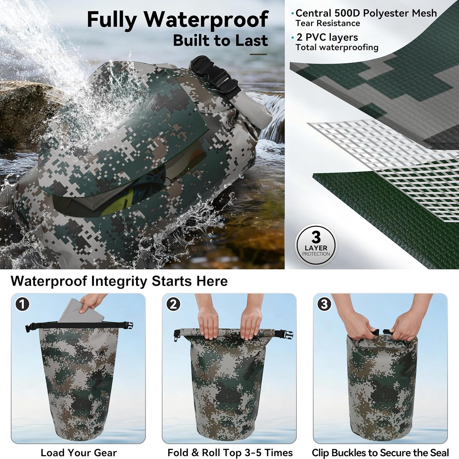 MARCHWAY Floating Waterproof Dry Bag Backpack 5L/10L/20L/30L/40L, Roll Top Sack Keeps Gear Dry for Kayaking, Rafting, Boating, Swimming, Camping, Hiking, Beach, Fishing