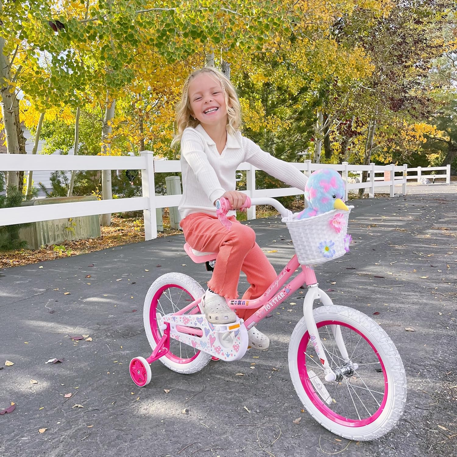 JOYSTAR Angel Girls Bike for Toddlers and Kids Ages 2-12 Years | 12-20 Inch Kids Bike with Training Wheels & Basket, 20 24“ Bicycle with Kickstand