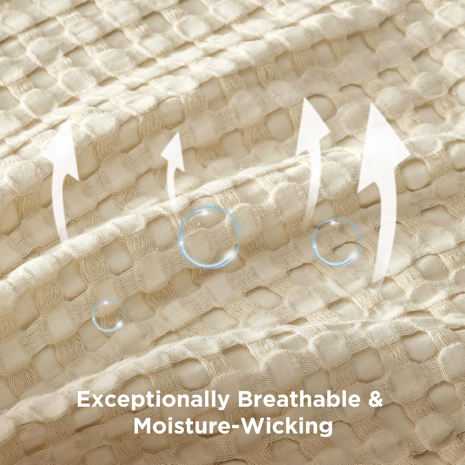 Bedsure Cooling Waffle Blanket for Hot Sleepers, Ivory, Queen, 90"x90"
