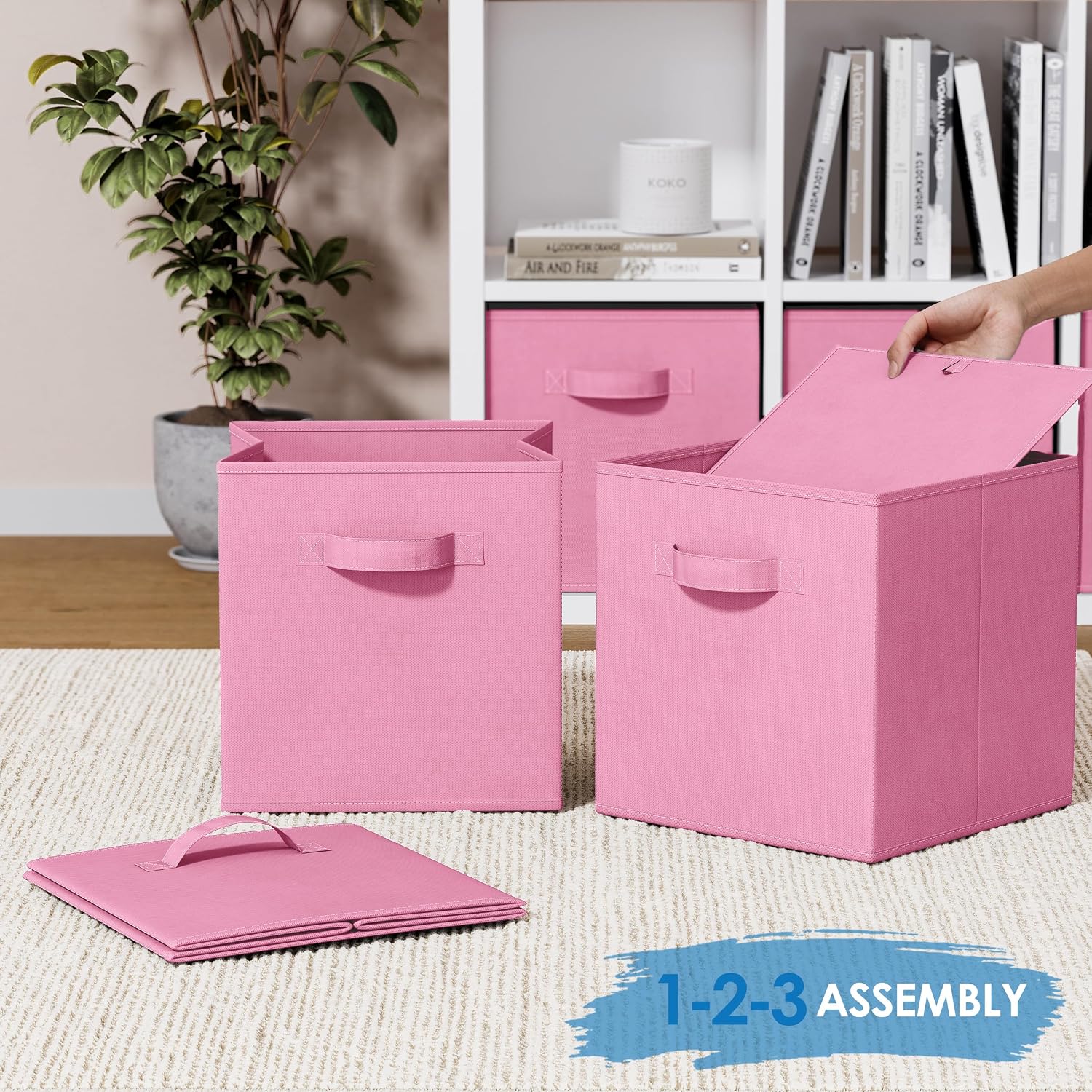 Storage Cubes Pack Of 8 - Standard Size Cube Storage Bin 10.5x10.5x11 With Dual Handles For Easy Carrying- Fabric Storage Bins Collapsible (Black)