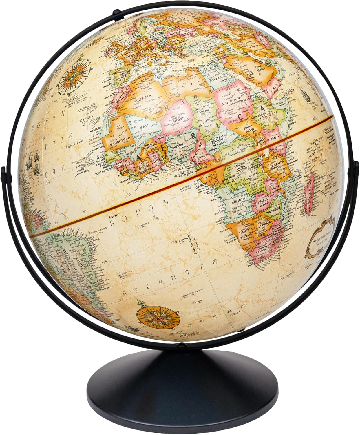 Replogle Eureka 16 inch desktop globe with up to date antique raised relief map and full swing gyromatic assembly. The beautiful antique ocean product has vast amounts of up-to-date information will pique the interest of any geographical connoisseur of a…