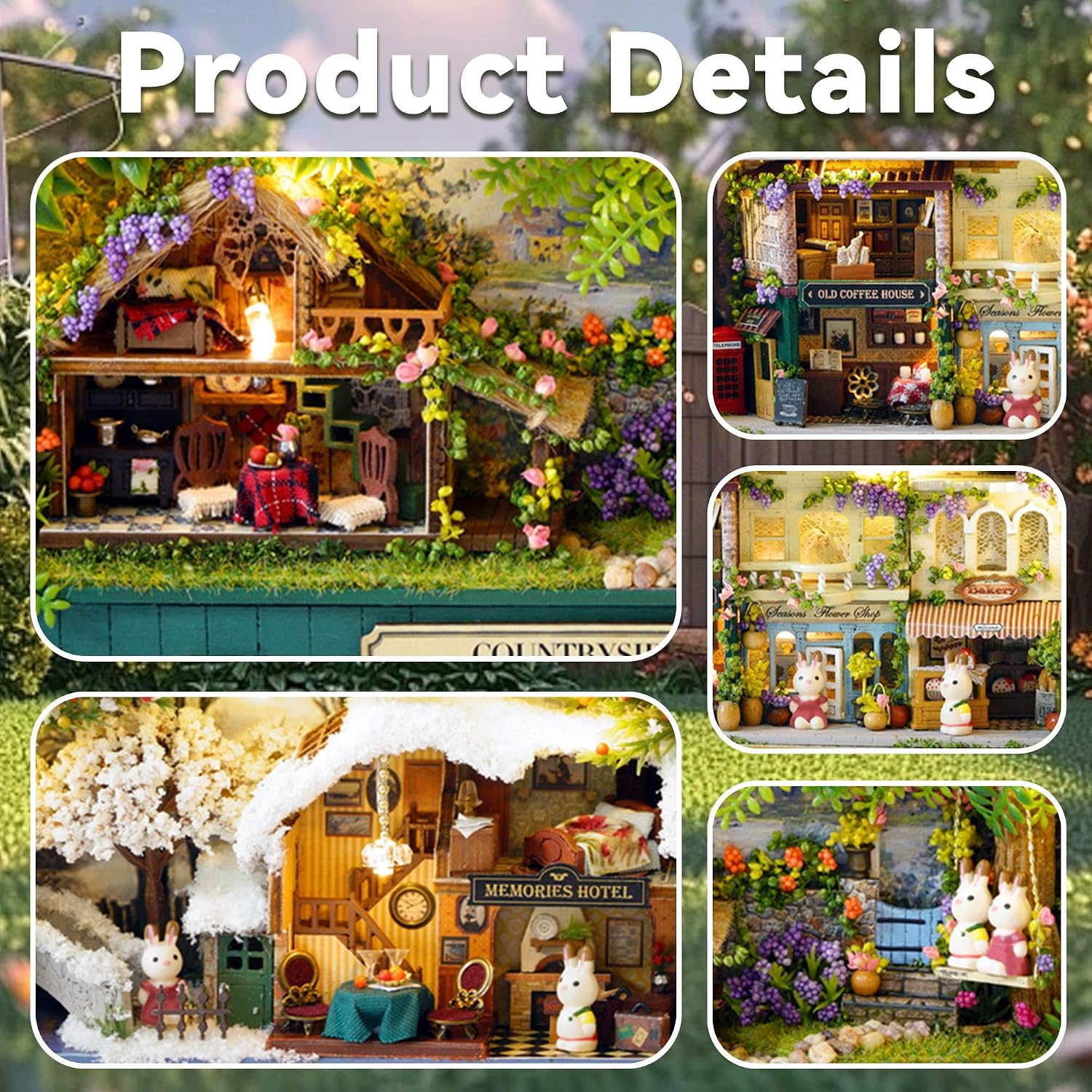 Flever Dollhouse Miniature DIY House Kit Creative Room with Furniture and Cover for Romantic Valentine's Gift(Happy Corner)