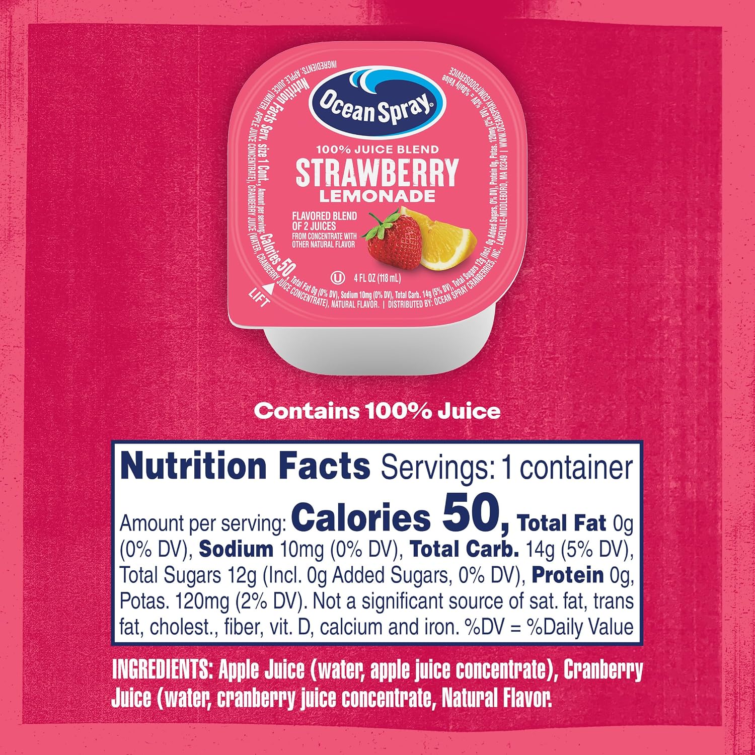 Ocean Spray Cran-Grape Juice Cups 4 Ounce (Pack of 48)