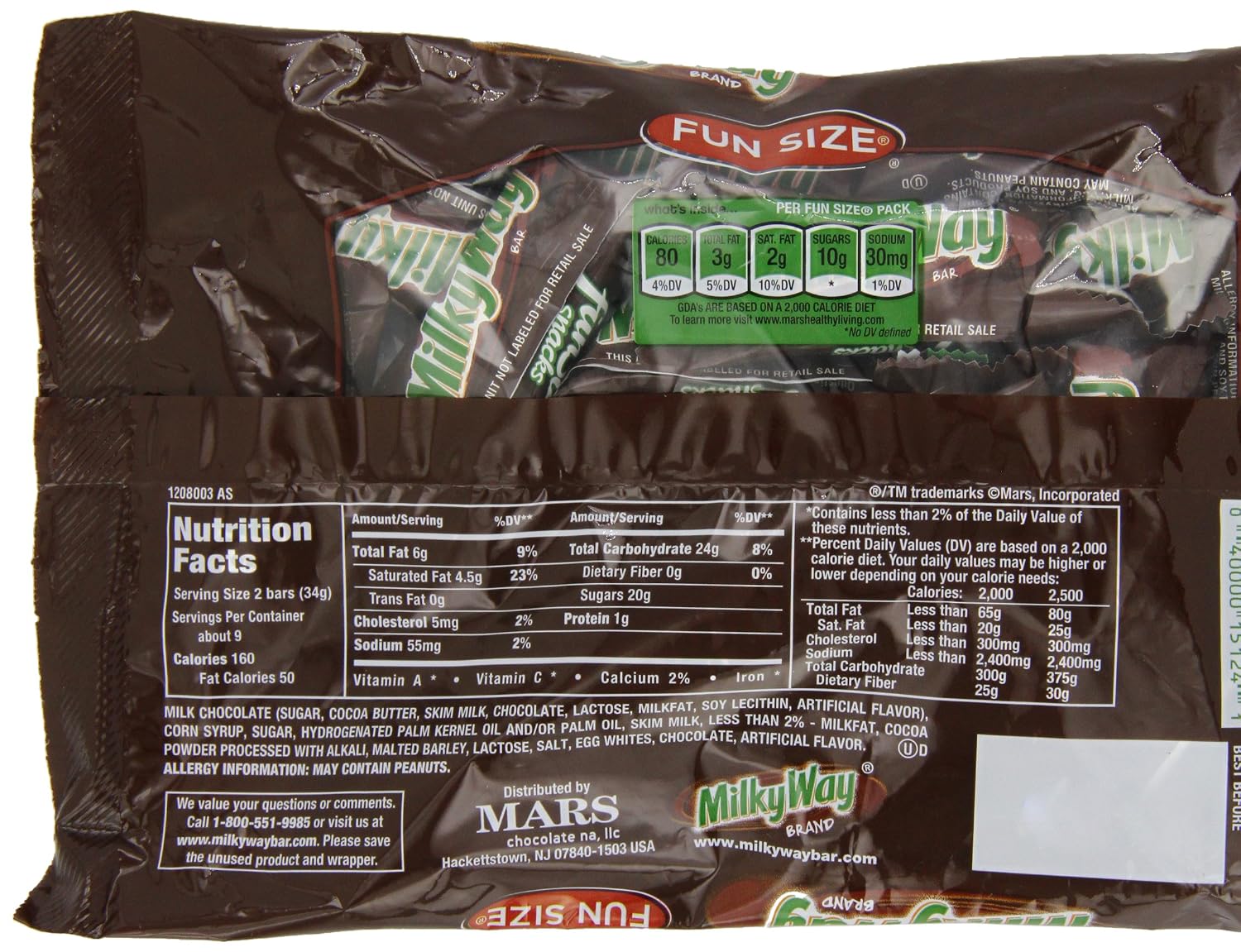 MILKY WAY Milk Chocolate Fun Size Candy Bars 11.24-Ounce Bag (Pack of 6)
