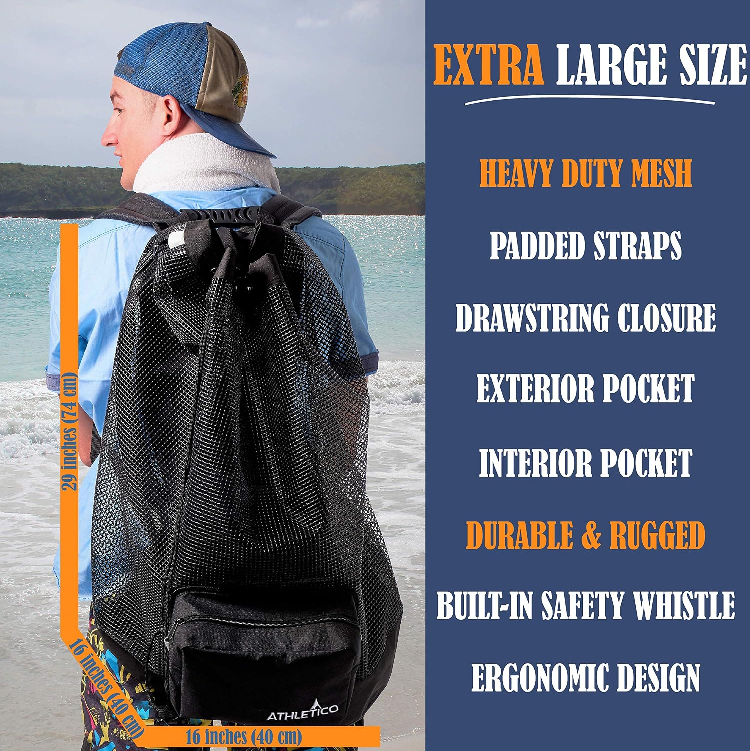 Athletico Scuba Diving Bag - XL Mesh Travel Backpack for Scuba Diving and Snorkeling Gear & Equipment - Dry Bag Holds Mask, Fins, Snorkel, and More