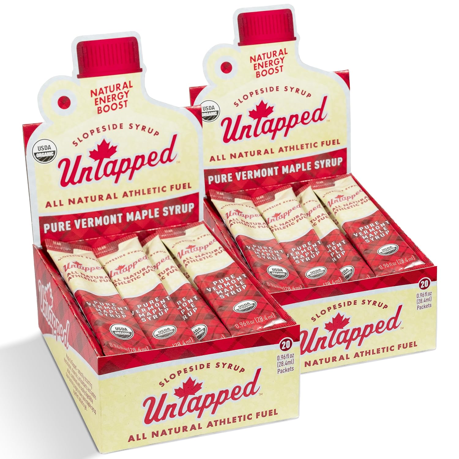 UnTapped Vermont Maple Syrup Packets for Athletes, Box of 20-0.96 Fl Oz | Organic Pure Maple Syrup for Natural Endurance Energy | Fuel to Keep You Running Longer