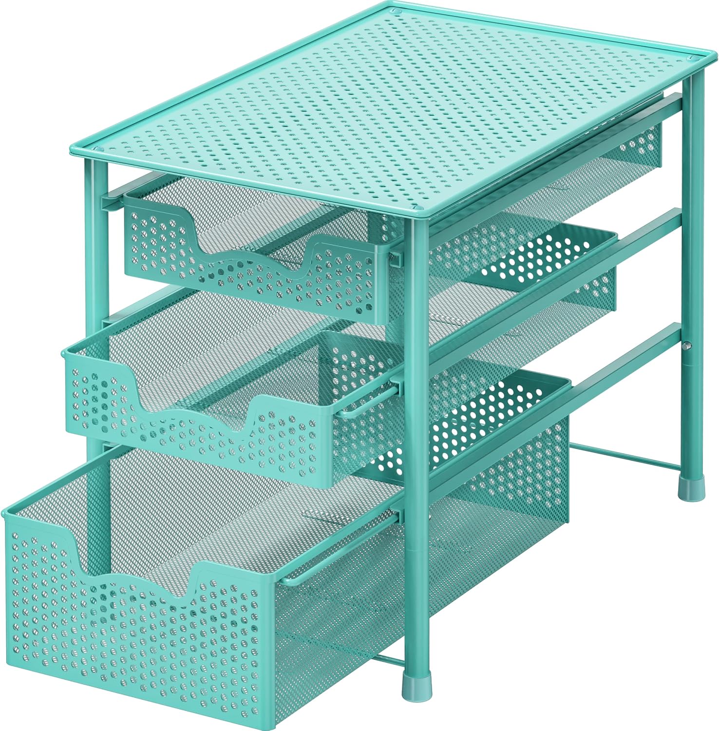 Simple Houseware Stackable 3 Tier Sliding Basket Organizer Drawer, Silver