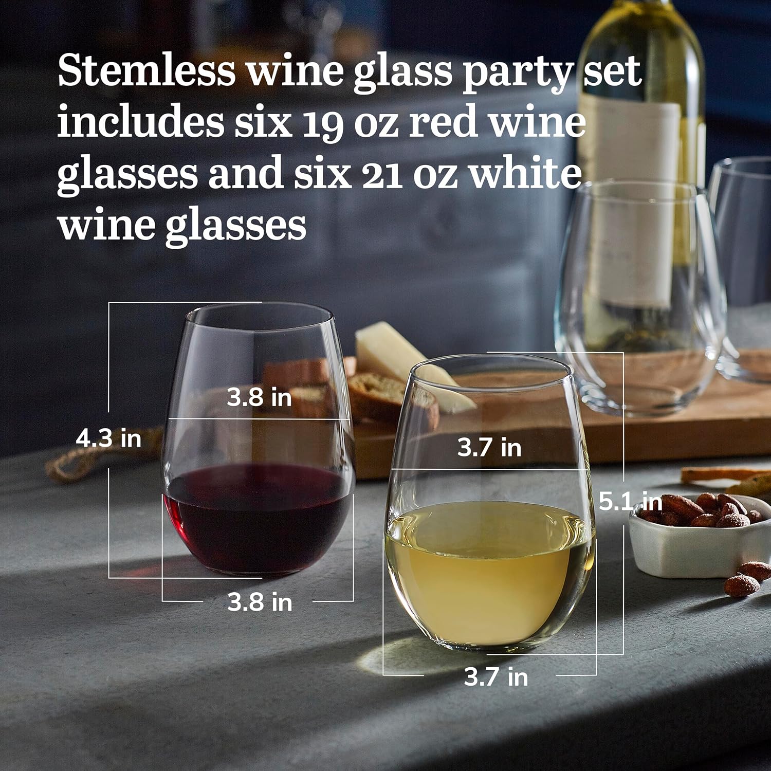 Libbey Signature Kentfield Estate All Purpose Wine Glasses Set of 4, Long Stem Wine Glasses for Red and White Wine, Perfect Glass Goblet Gift Set