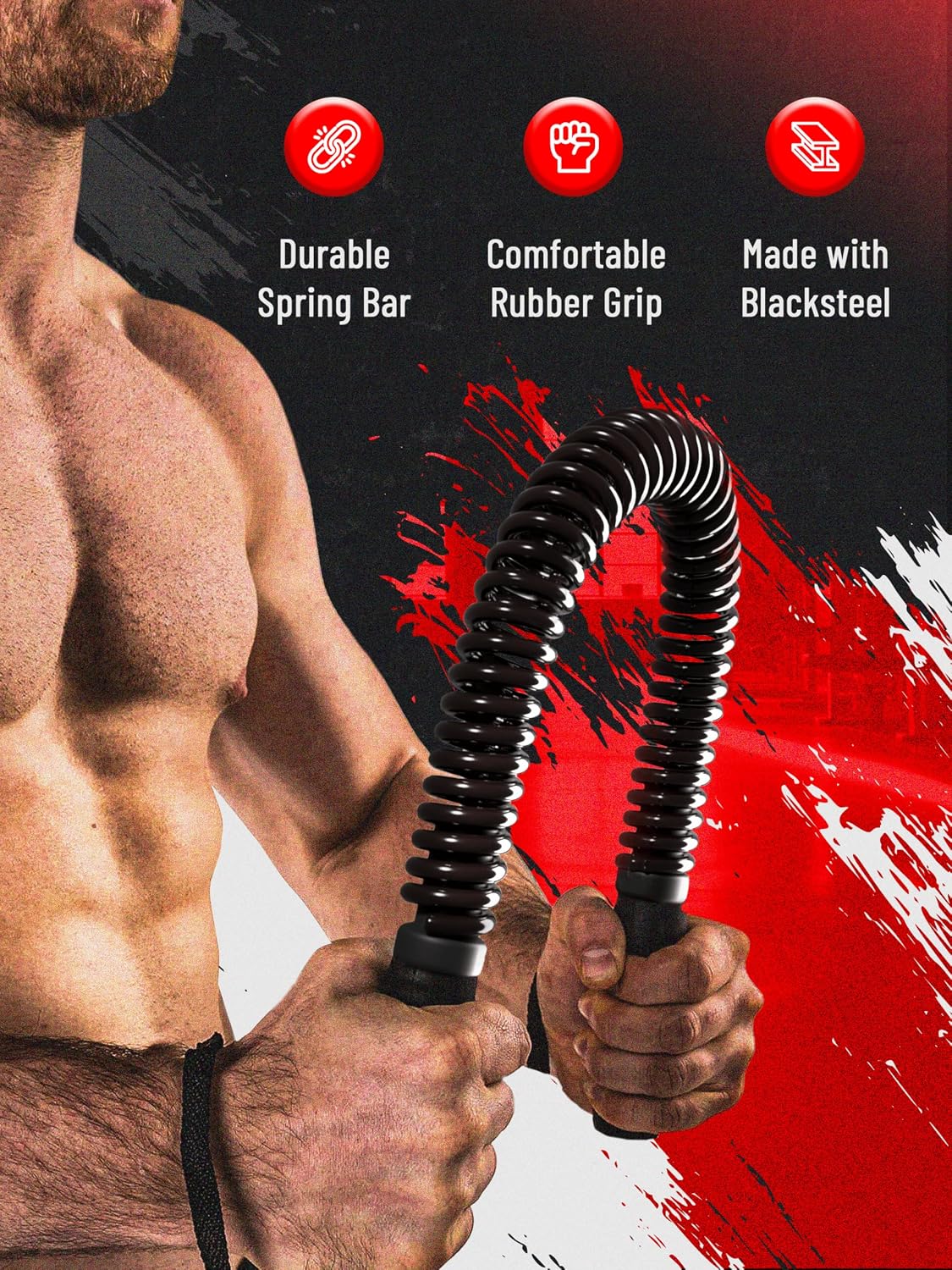 Zenooze's Power Twister Flex Bar, The Ultimate Upper Body Exercise Equipment for Strengthening Your Chest Workout, Shoulders, Biceps, Arms