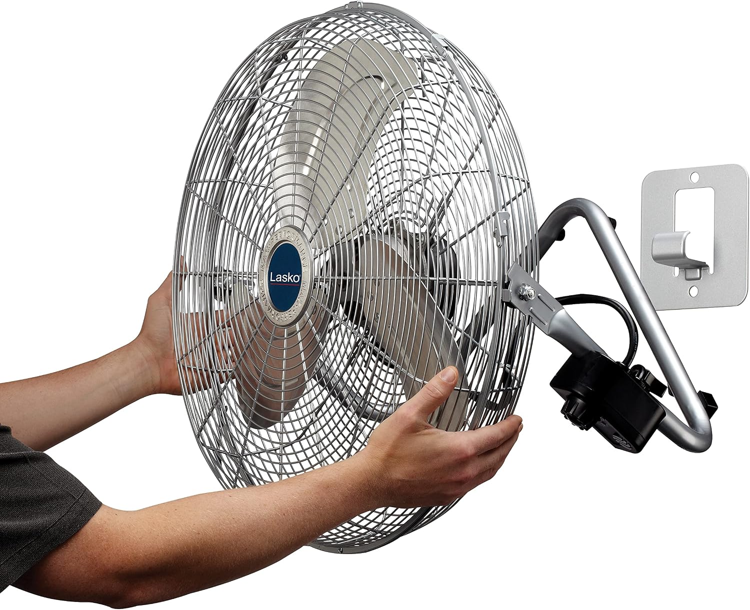 Lasko 20" Black High Velocity Wall Mount Fan with Pivoting Head - 3 Speeds, Ideal Wall Mount Fan or Floor Fans for Home, Garage, Attic, 2264QM