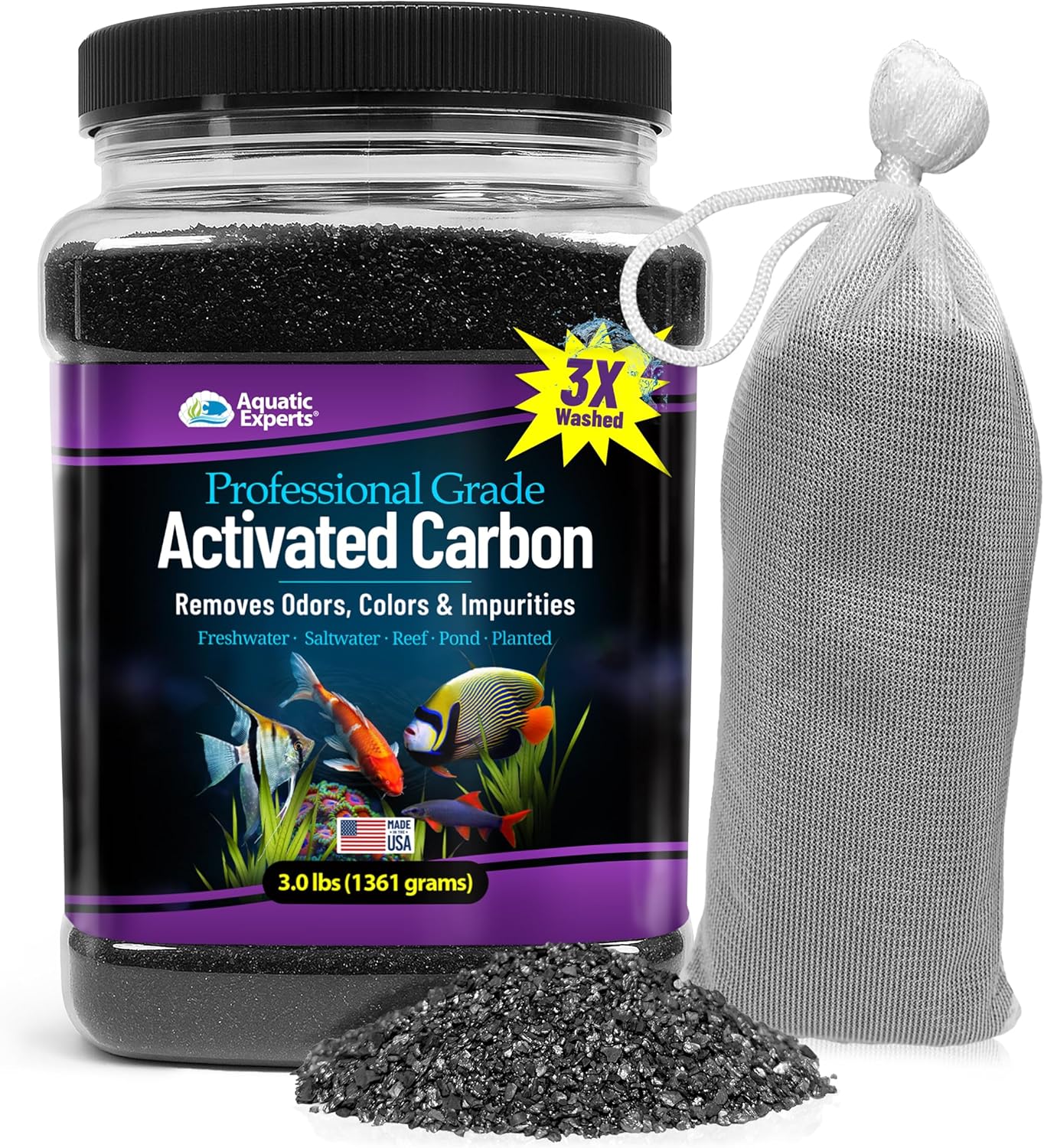 Aquarium Carbon Pad – Cut‑to‑Fit Carbon Infused Filter Pad Media for Crystal Clear Fish Tanks and Ponds, 3/8"–1/2" Thick (10.5 Inch Width