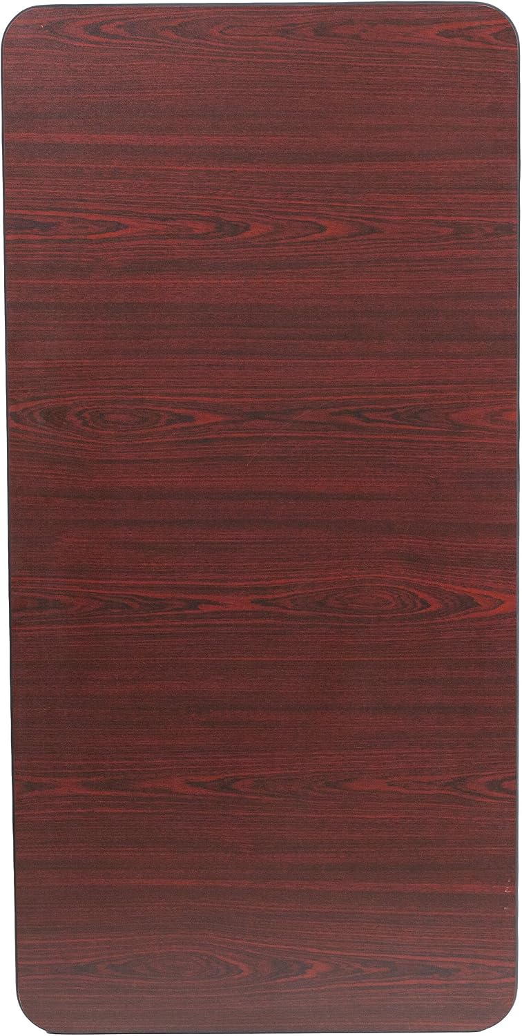 BizChair 4-Foot Mahogany Melamine Laminate Folding Banquet Table