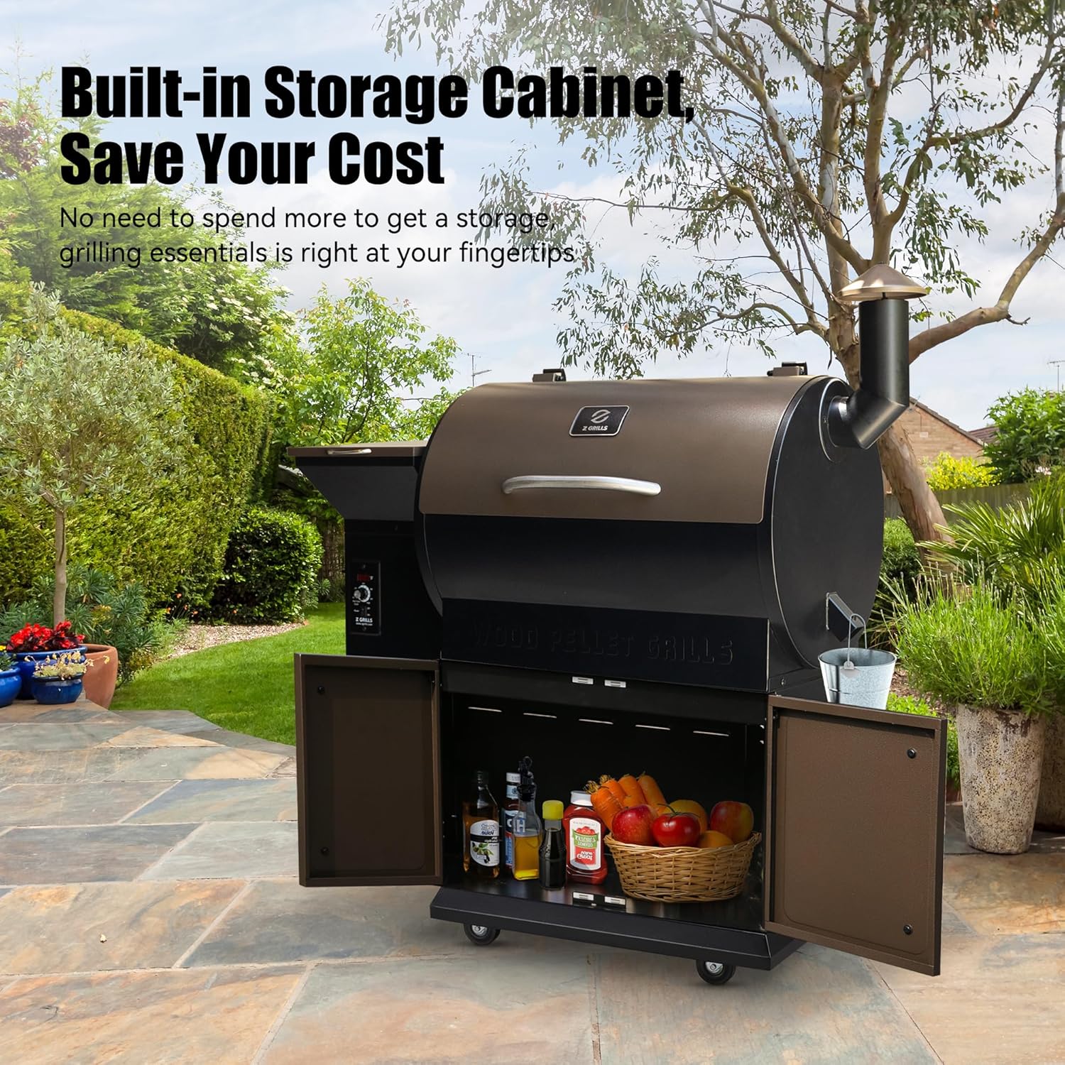 Z GRILLS Wood Pellet Smoker Grill, 8 in 1 BBQ Grill with Auto Temperature Control, 697 sq in Cooking Area for Backyard, Patio and Outdoor Cooking, 7002E, Sliver