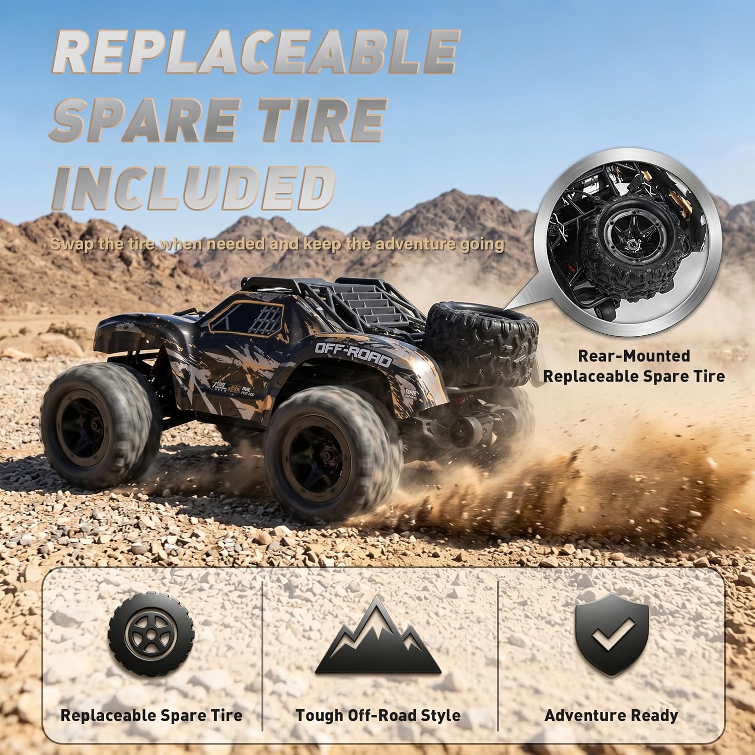 RC Car for Adults,RC Truck,4WD Off Road Monster Truck RC, 1:18 RC car,2 Batteries, LED Lights, All Terrain Waterproof RC Truck for Beginners&Boys.