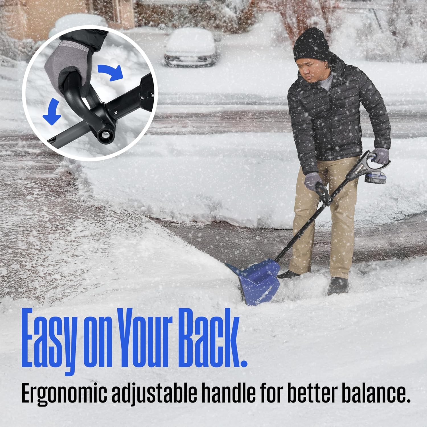 Westinghouse WSnow11S 24V Cordless Snow Shovel 11 Inch Kit, 24V 4Ah Battery, Fast Charger, Electric Snow Shovel with 20ft Throwing Distance, Plows 75lbs/min, Compatible with Snow Joe Batteries