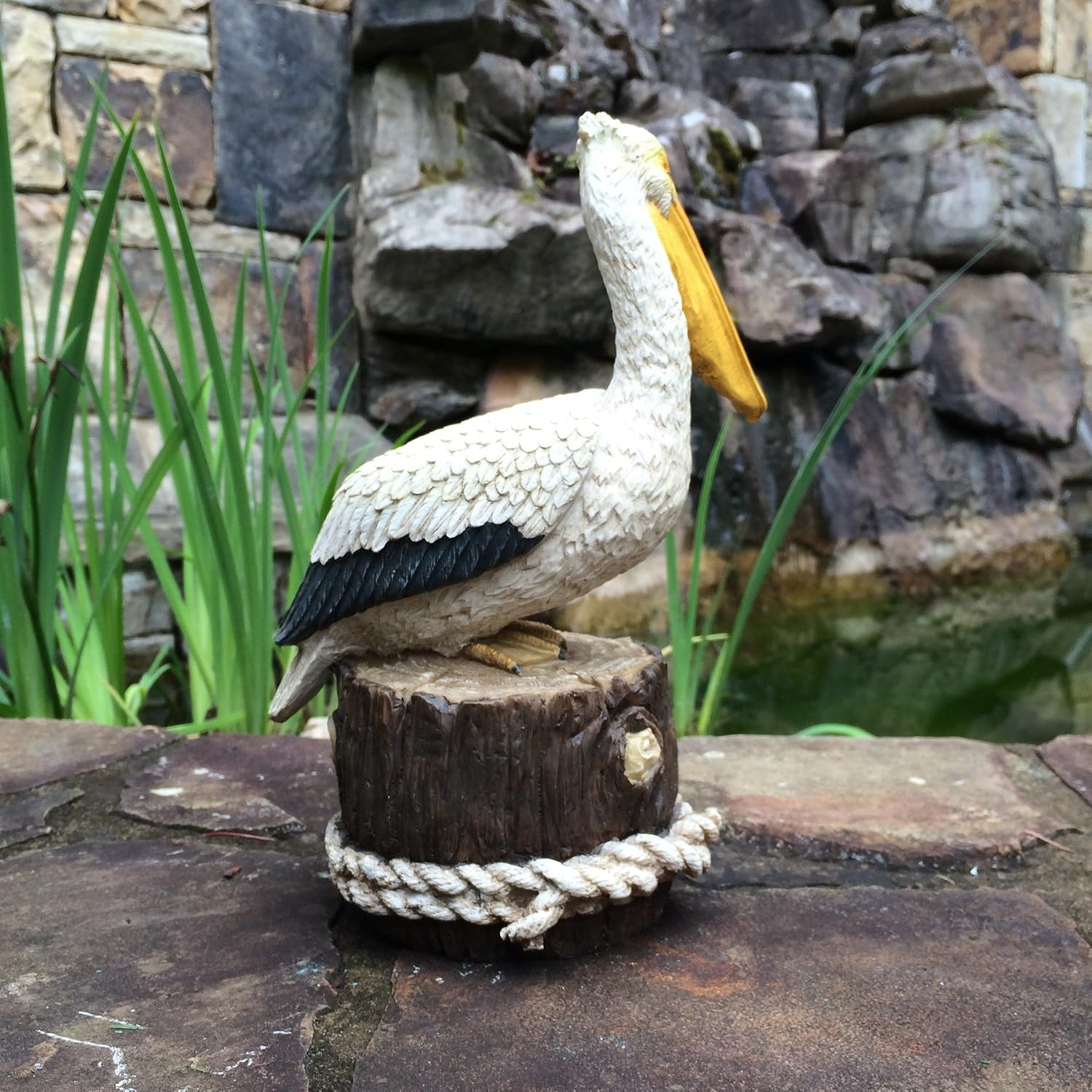 Homestyles - Life's A Beach - Summer Pelican Sitting on a Pillar Nautical, Coastal, Pool, Patio, Home & Garden Figurine Statue 13"H