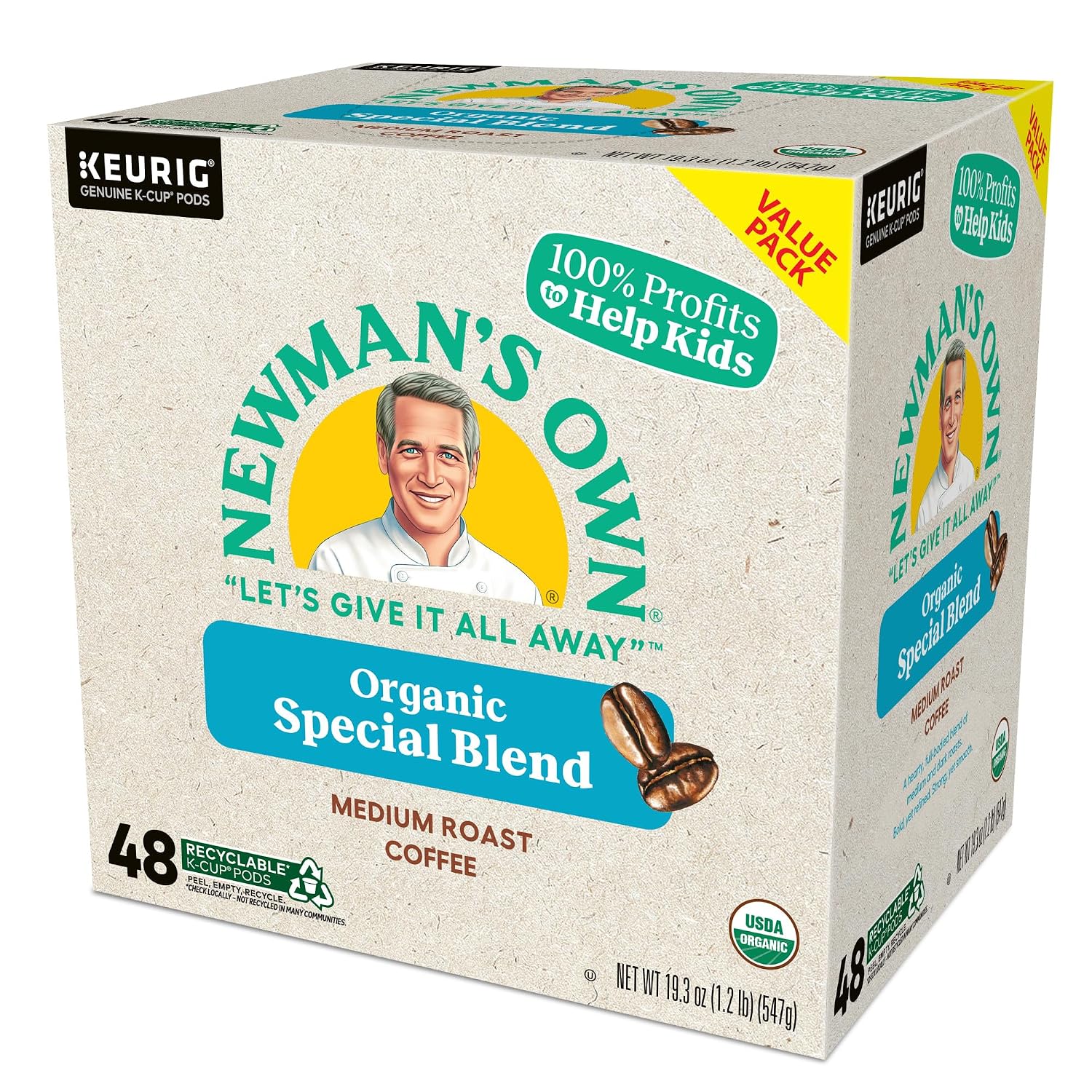 Newman's Own Organics Special Blend Keurig Single-Serve K-Cup Pods, Medium Roast Coffee, 96 Count