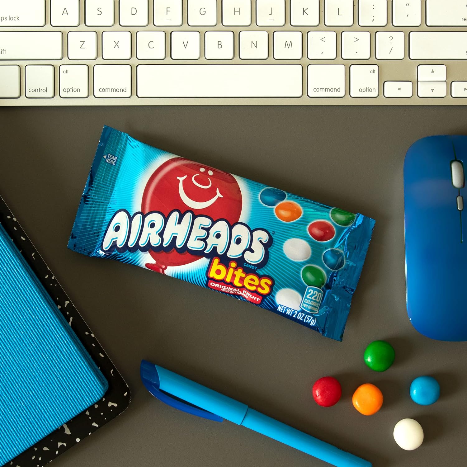 Airheads Candy Bites, Assorted Fruit Flavors, 2 Ounces (18-Pack) | Individually Wrapped Bulk Candy, Chewy Candy Bags