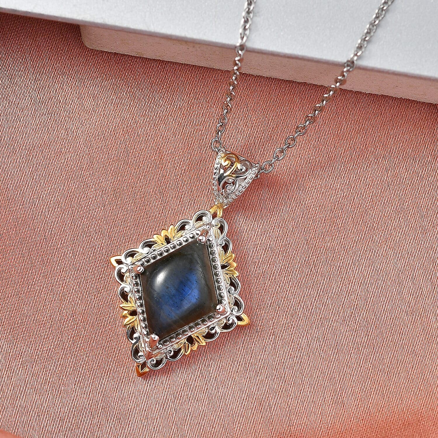 SHOP LC DELIVERING JOY Labradorite 6.50 ctw Pendant Steel Necklace 20"