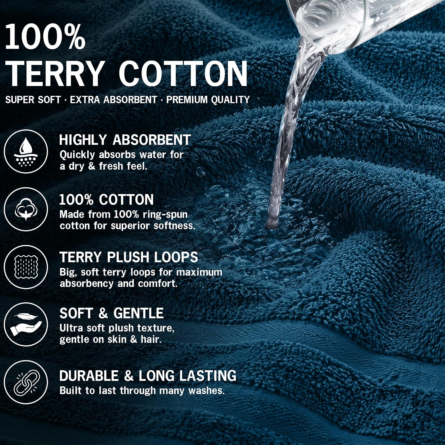DAN RIVER 100% Cotton Salon Towels Set – 16x26 inches, Pack of 24, Highly Absorbent and Quick-Dry Towels for Hand, Salon, Spa, Beauty