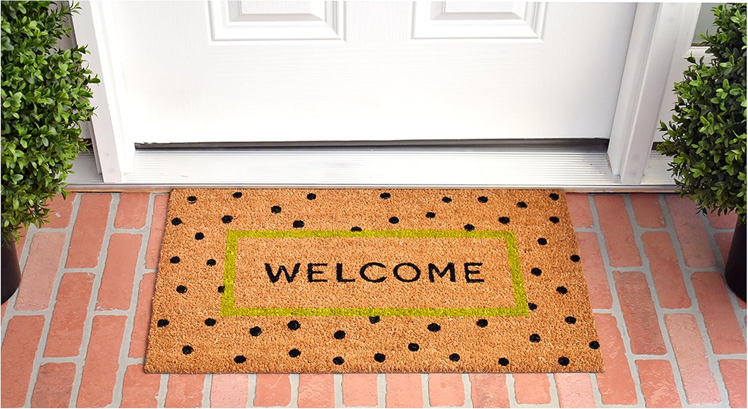 Calloway Mills 103991729 Polka-dot Fun Doormat, 17" x 29:, Natural/Green/Black