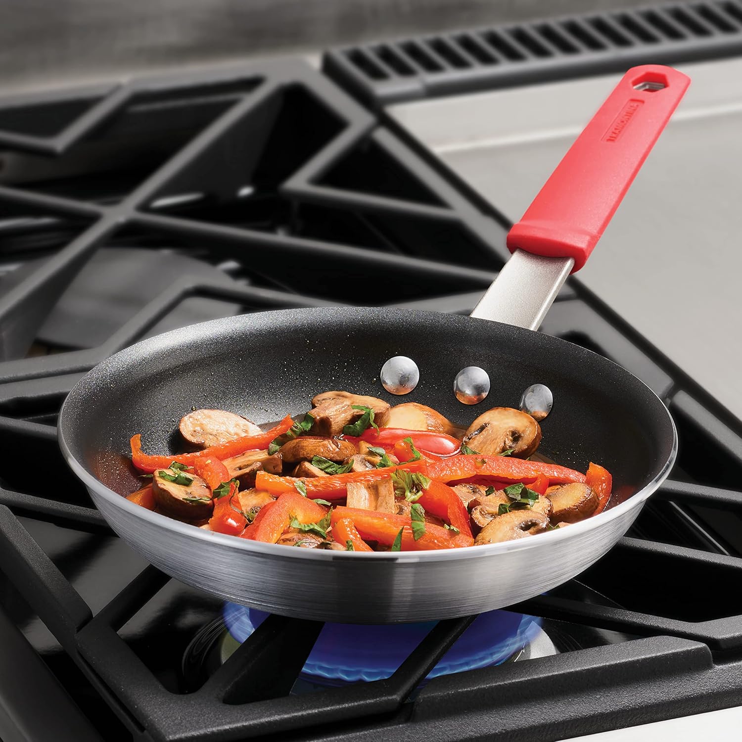 Tramontina Professional 8-Inch Non Stick Small Frying Pan | Heavy-Gauge Aluminum Skillet with Reinforced Nonstick Coating, Red Handle, Dishwasher and Oven Safe, Made in Brazil