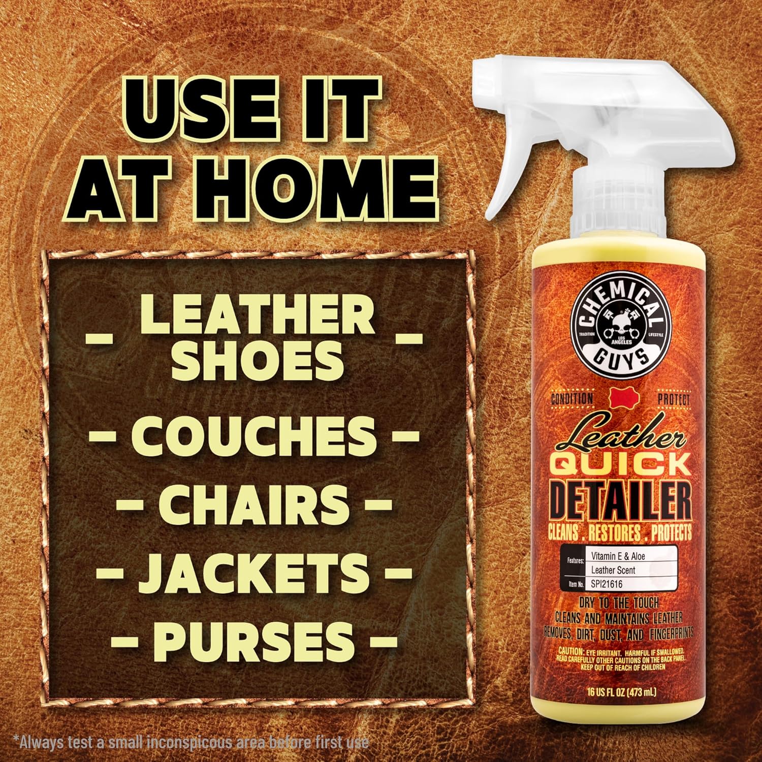 Chemical Guys, Leather Quick Detailer, Cleaner & Conditioner Spray, 16 oz | Quick spray cleans and conditions seats, furniture and apparel, safe on natural, synthetic and faux leather