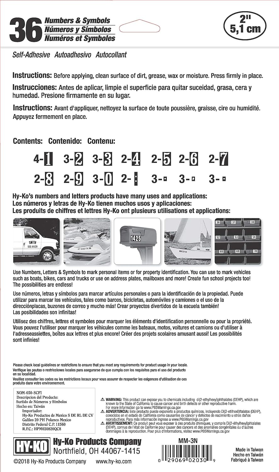 Hy-Ko Packaged Numbers & Letters, DIY Address Number Stickers for Deliveries and Navigation, Self-Adhesive House Decals for Siding, Door, Mailboxes
