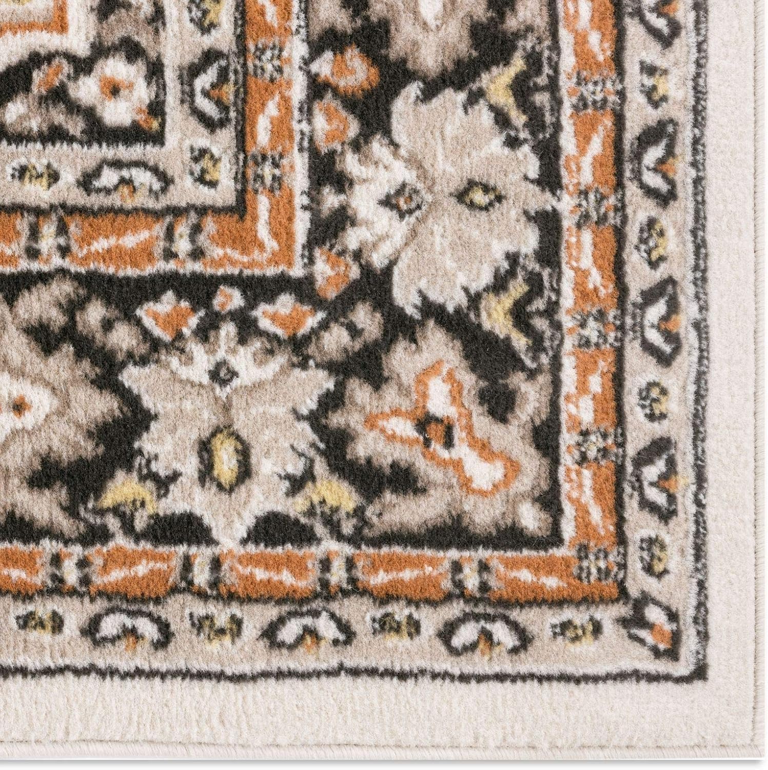 Home Dynamix Premium Sakarya Traditional Medallion Border Area Rug, Ivory/Brown, 7'9"x10'8" Rectangle