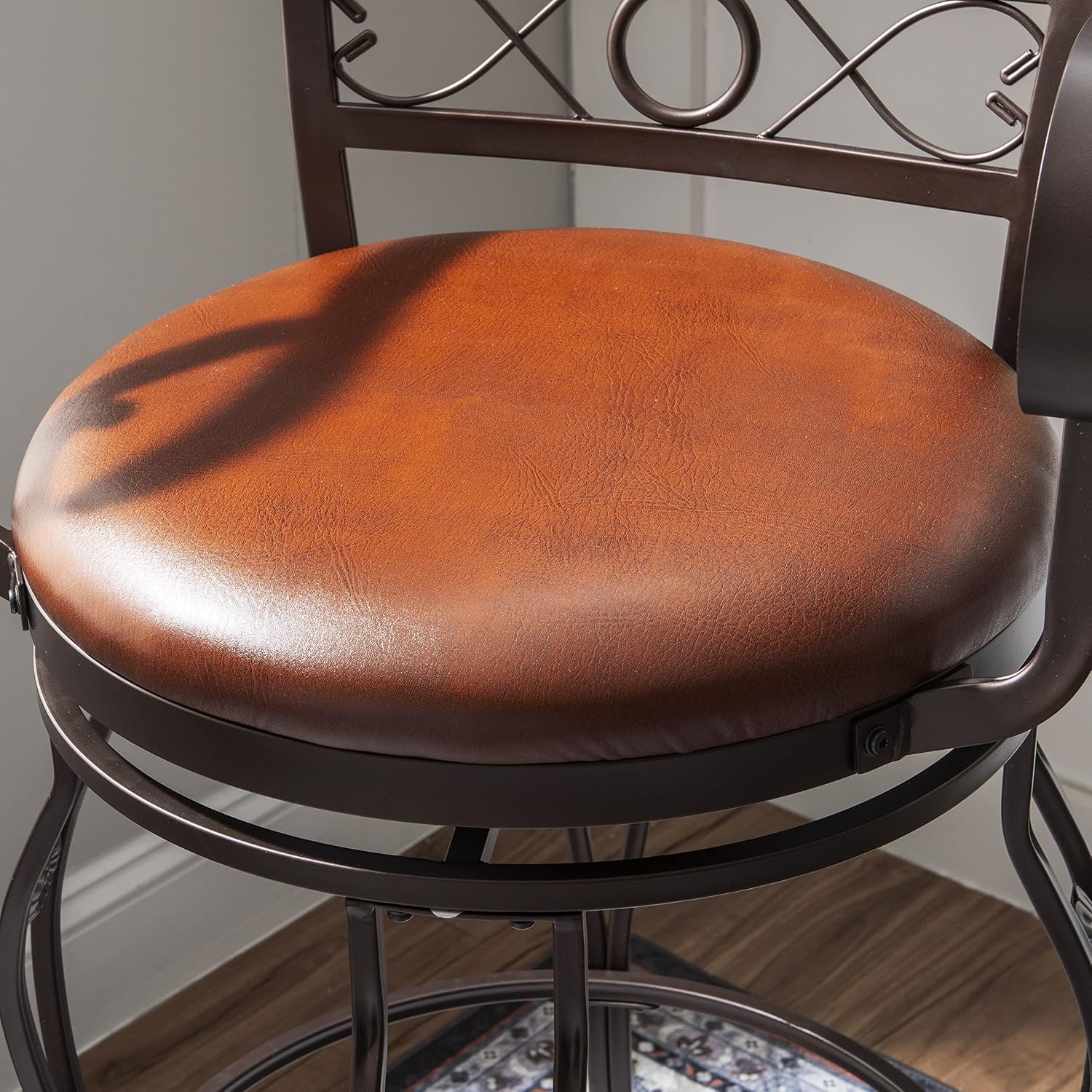 Powell Company Big & Tall Copper Stamped Back Arms by Powell Big and Tall Counter Stool, 24" Seat Height, brown