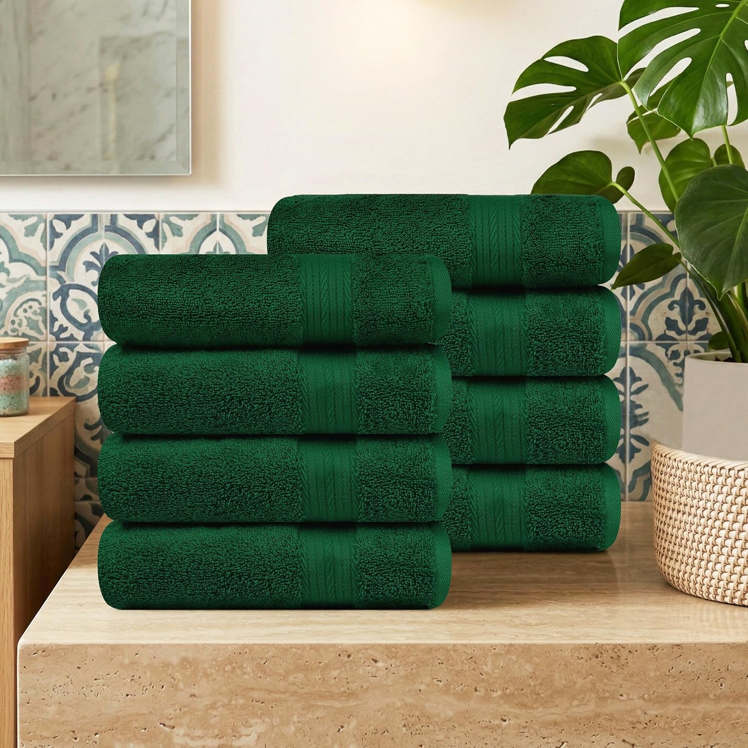 Ample Decor 100% Cotton Hand Towels 18x28 Inches, 600 GSM, Soft & Absorbent, Set of 12, Purple