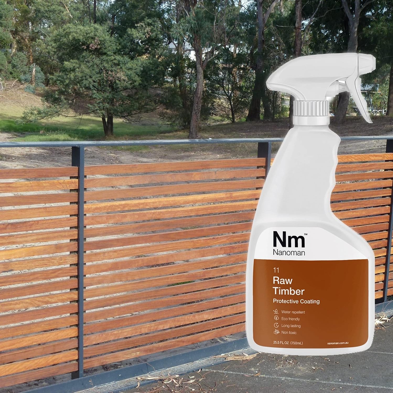 NANOMAN Wood Sealer & Water Repellent 750mL – Clear Penetrating Timber Protector for Waterproofing Raw Wood, Furniture