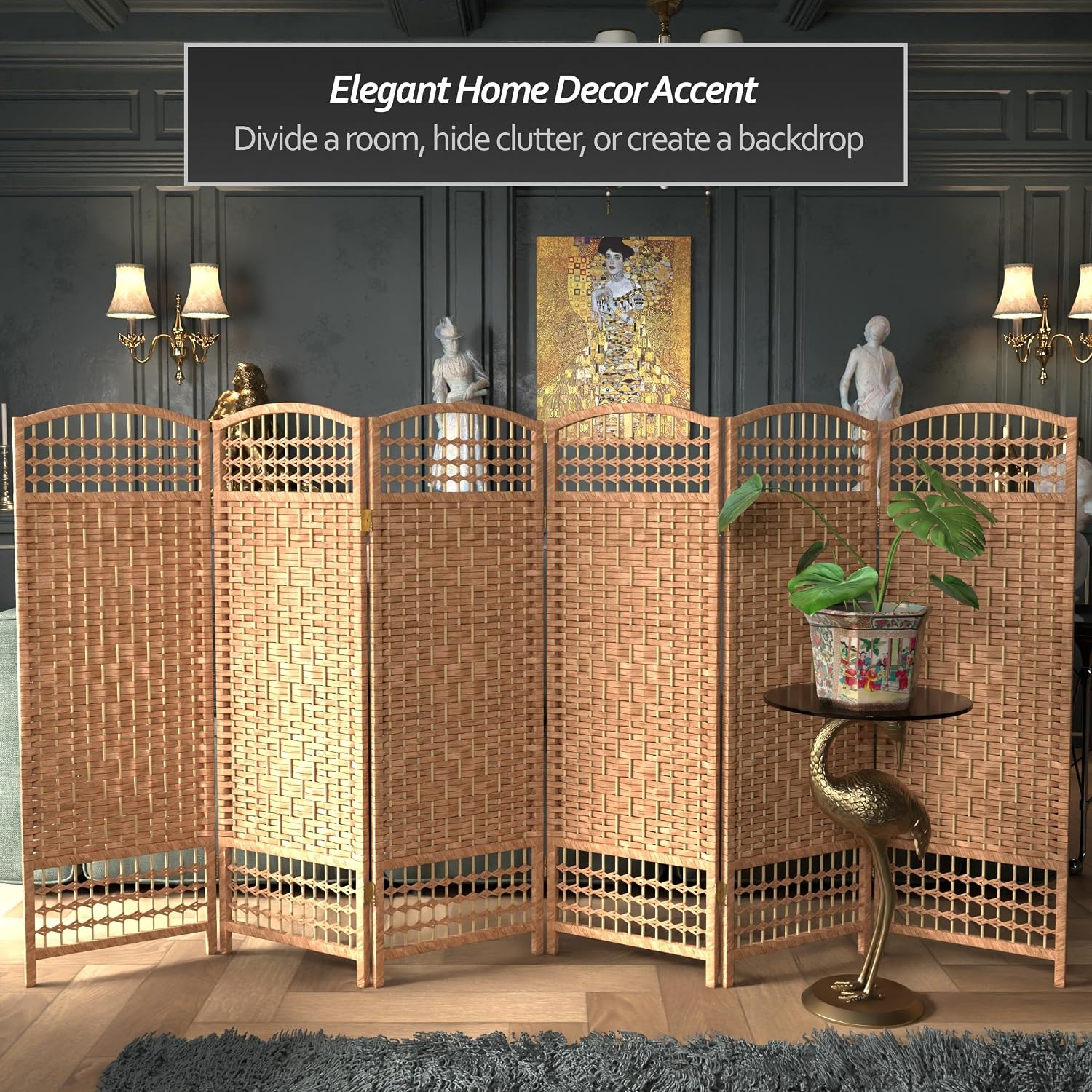 4 ft. Short Fiber Weave Folding Screen - Natural - 4 Panels