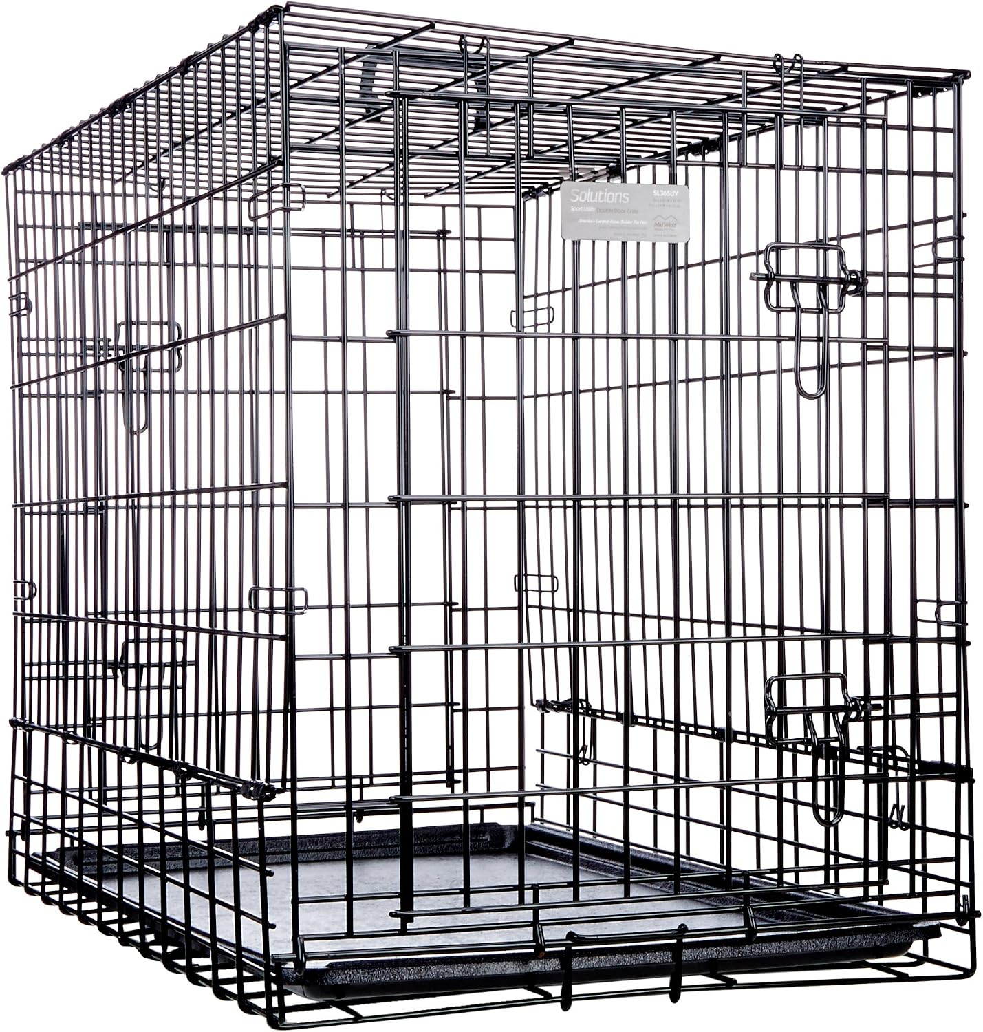MidWest Homes for Pets Solutions Series Large Side-by-Side SUV Dog Crate, Double Door Folding Metal Cage Designed to Fit in SUVs & Vans, for Dogs up to 90 Lbs