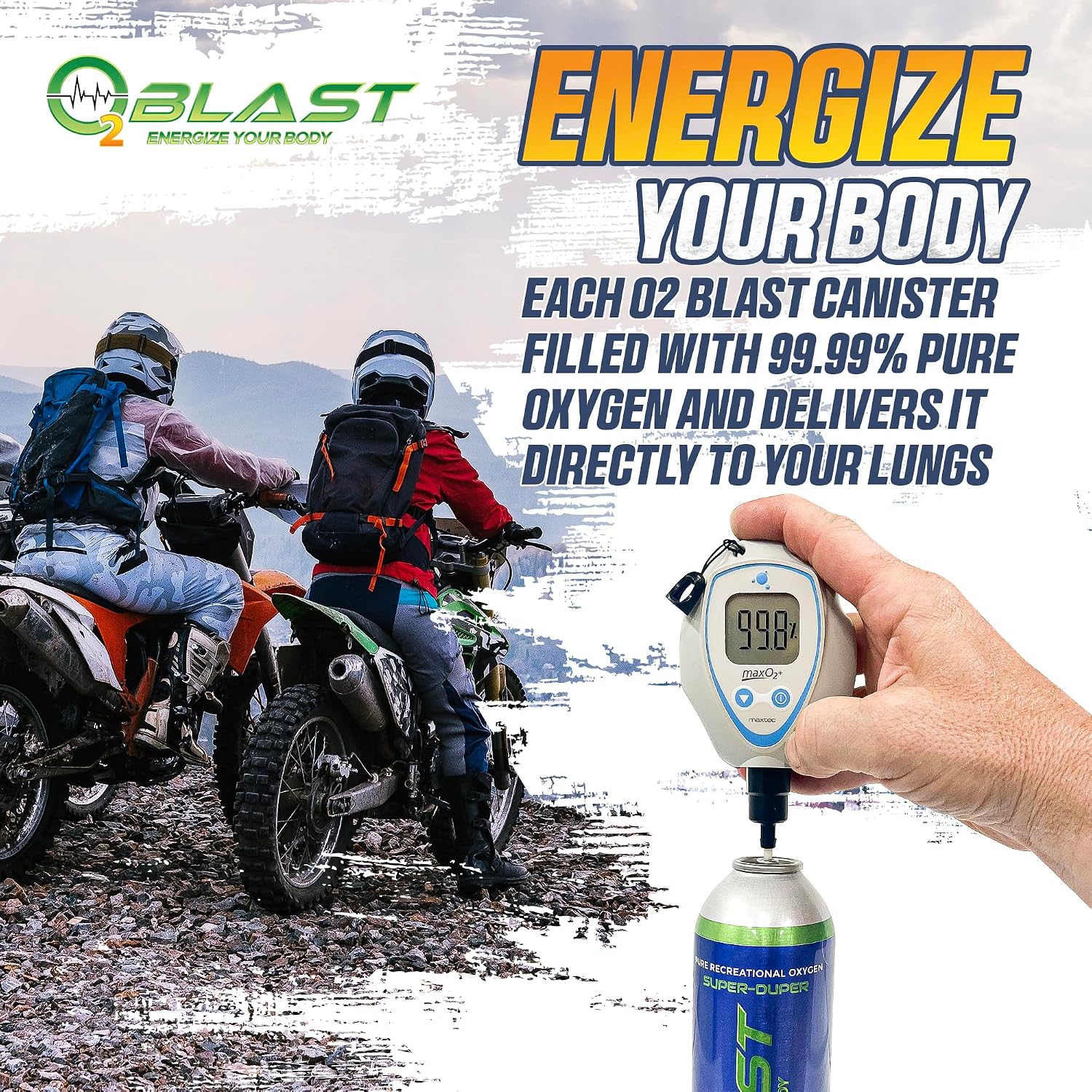 O2 Blast - 4L Portable Oxygen Can with Flip-Top Cap, Compact Design, 6-Pack