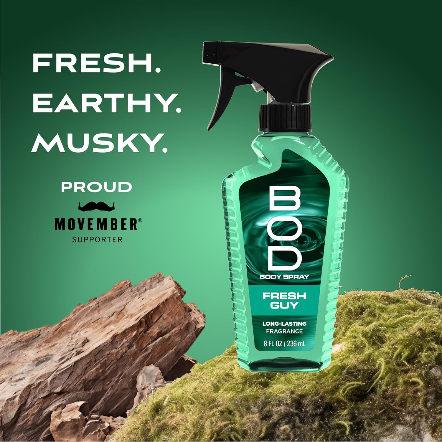 BOD man Fragrance Body Spray, Fresh Blue Musk, 8 fl oz