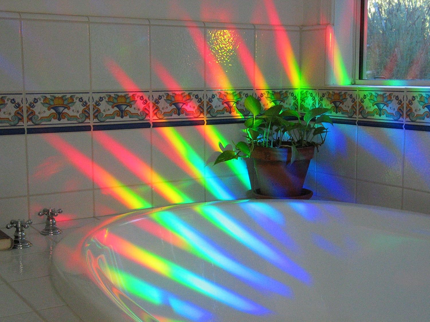 Rainbow Symphony- Rainbow Prism Suncatcher for Window, Crystal Pattern, Includes a Bonus Rainbow on Board Sun Catcher, Made in USA