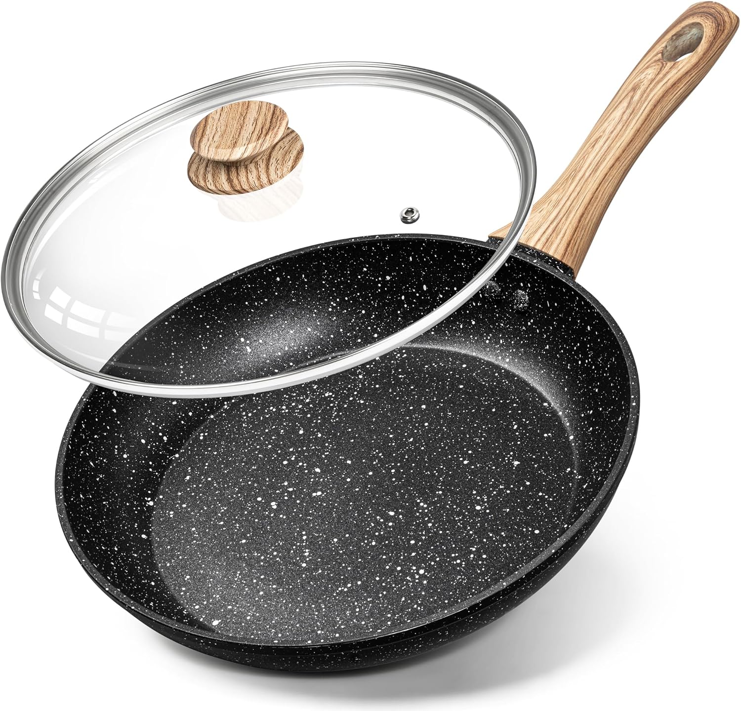 MICHELANGELO 8 Inch Nonstick Frying Pan with Lid, Non Stick Small Frying Pan with Non-Toxic Coating, Non-Stick Skillet with Ergonomic Handle