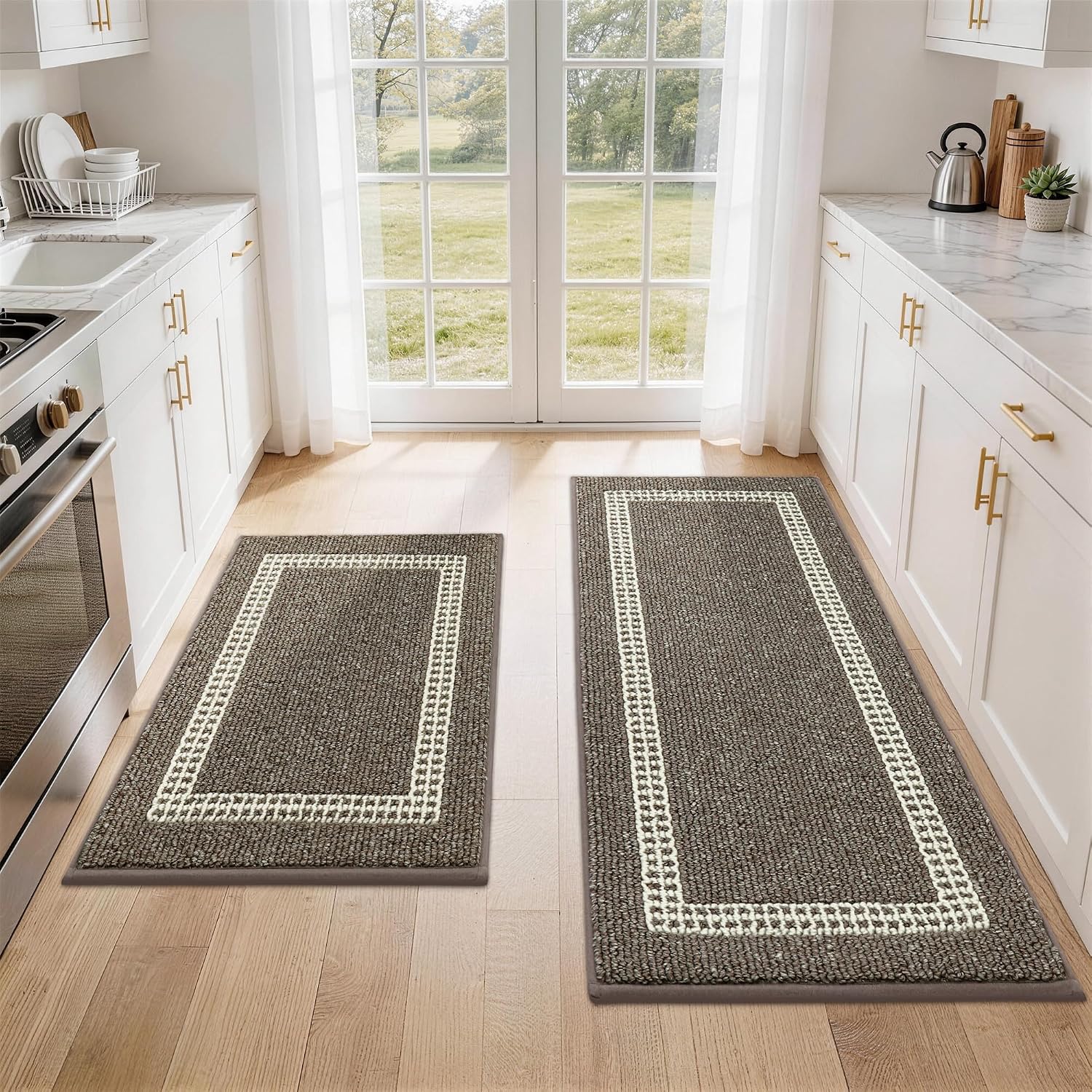 COSY HOMEER 48x20Inch/30X20Inch Kitchen Rug Mats,Grey