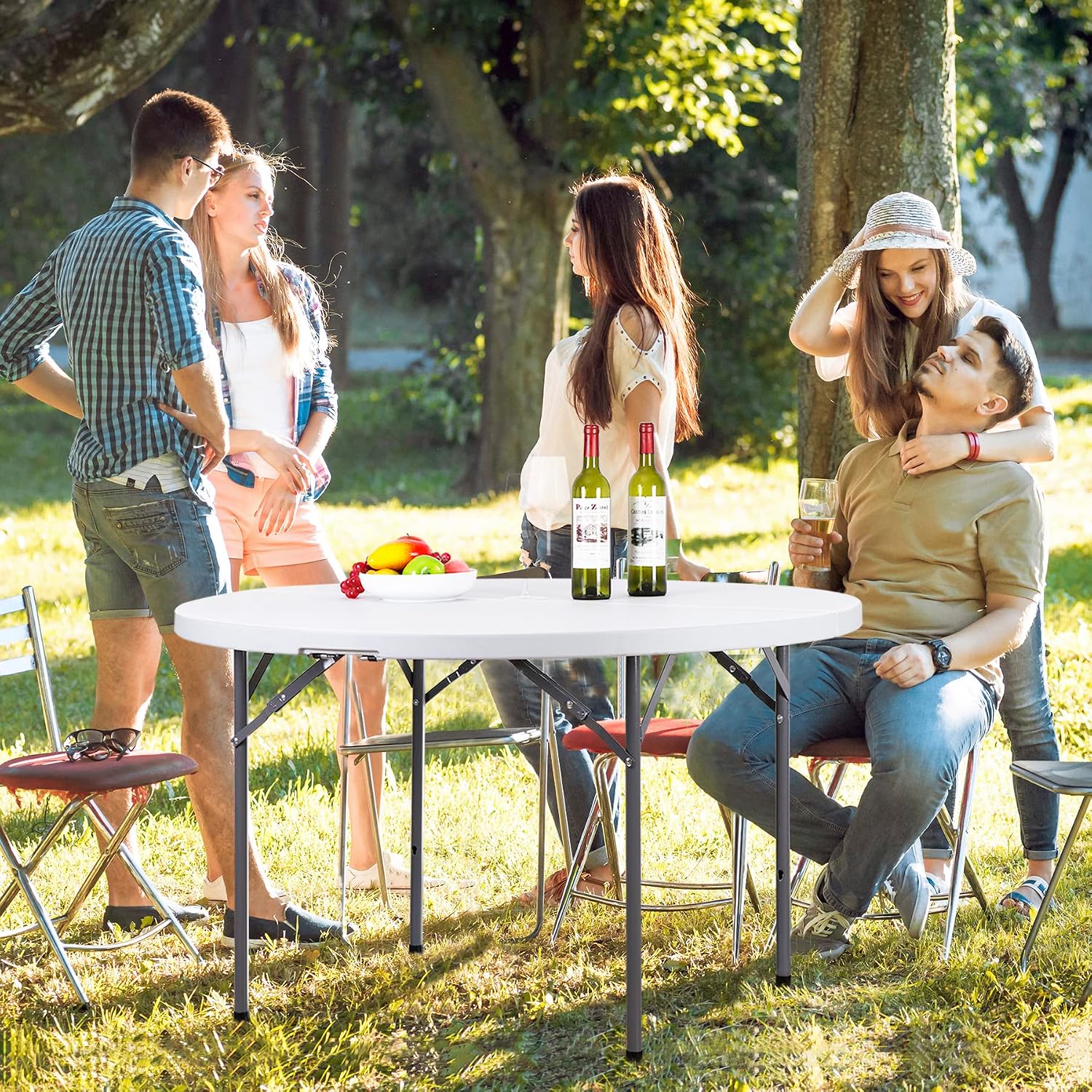 ZenStyle 3 ft Indoor Outdoor Heavy Duty Portable Plastic Folding Table