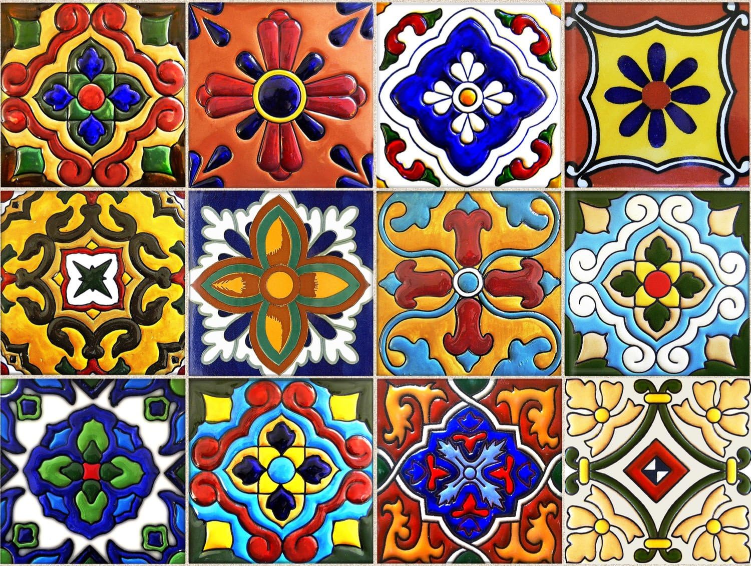 Tile Stickers Mexican Spanish 24pc 4-1/4in Peel and Stick for Kitchen and Bath Tr001-4Q