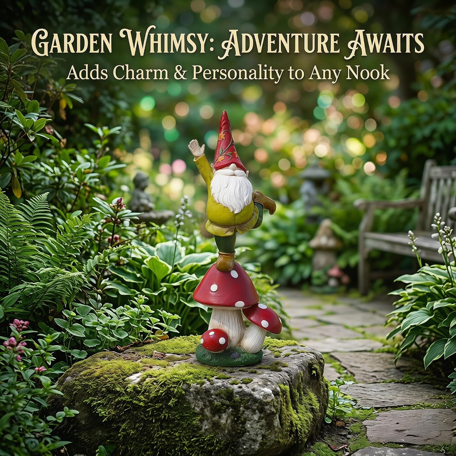 Topadorn 13" Yoga Garden Gnome on Mushroom