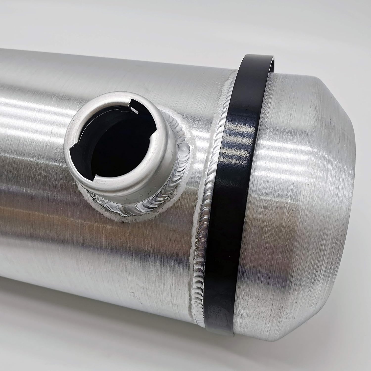 JSD 5 Gallons 8”x24“ Aluminum Spun Round Fuel Gas Tank Cell Fuel Tank with Bracket End Fill 1/4" NPT Outlet